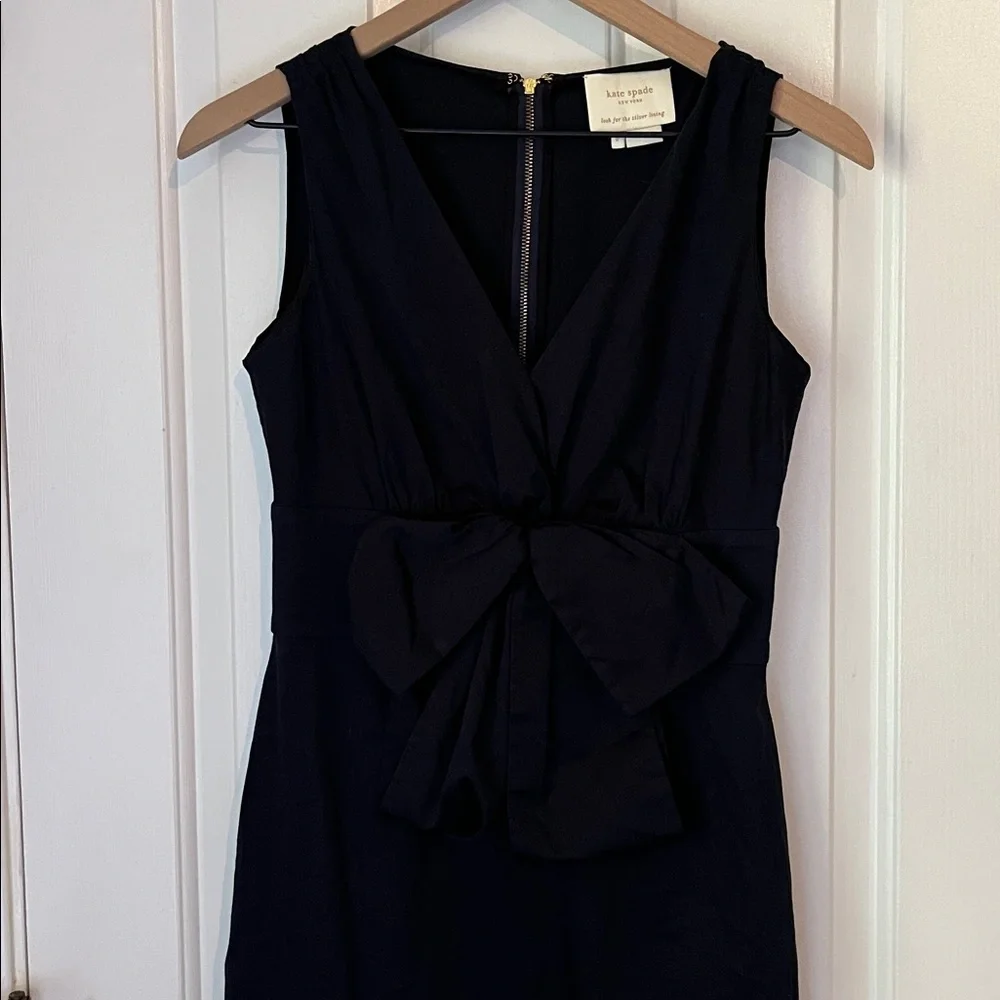 Kate Spade | Navy Bow-Front Midi Dress Size 2‎ Cocktail Holiday Party Shift